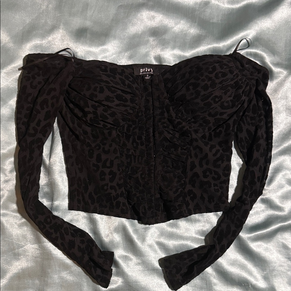 Privy Black Leopard Print Blouse